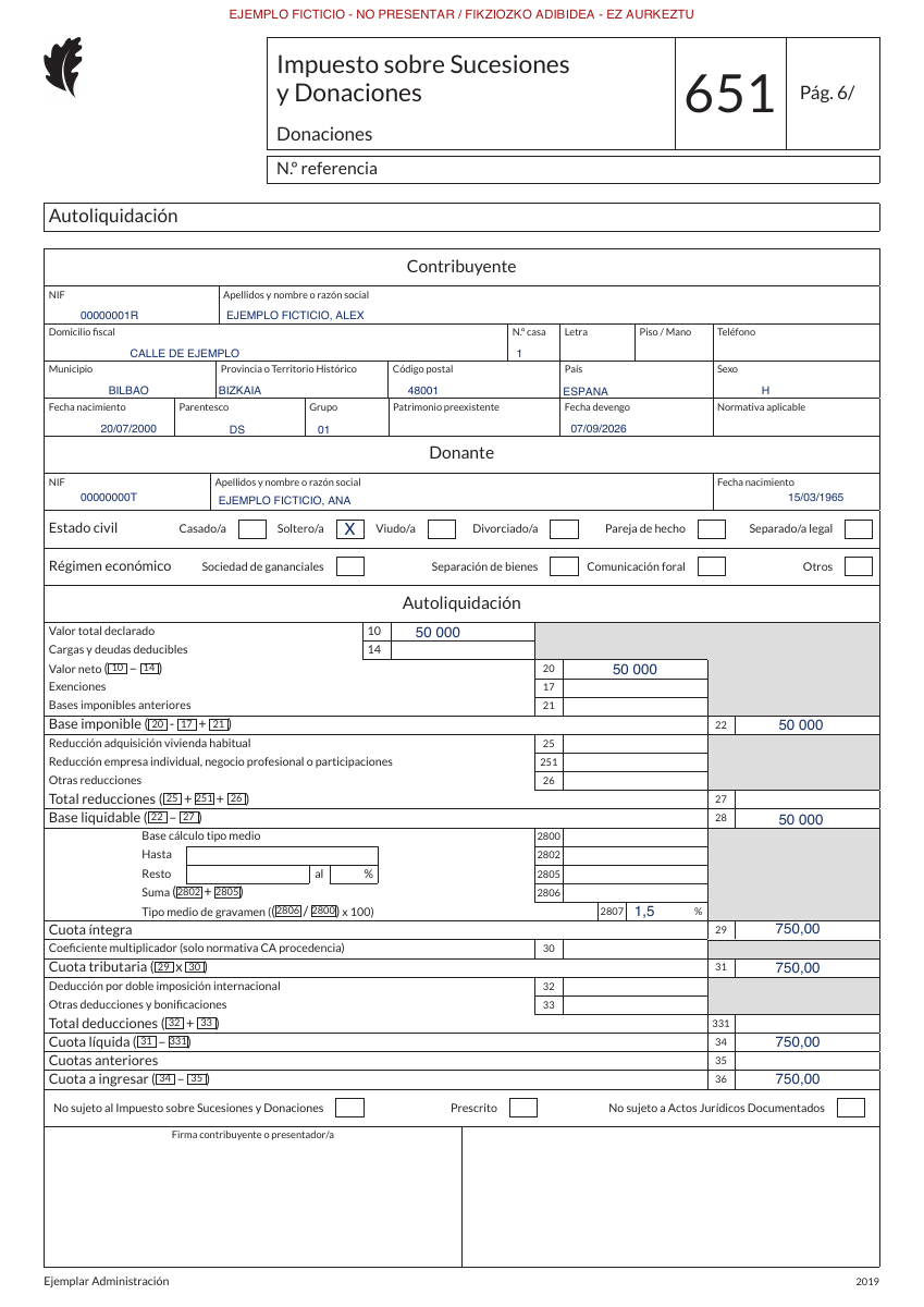 Autoliquidación: fecha y cuota